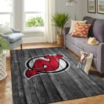 New Jersey Devils Nhl Team Logo Grey Area Rugs Wooden Style Living Room Carpet Sports Rug Regtangle Carpet Floor Decor Home Decor 0