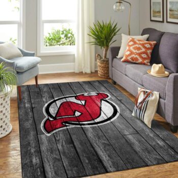 New Jersey Devils Nhl Team Logo Grey Area Rugs Wooden Style Living Room Carpet Sports Rug Regtangle Carpet Floor Decor Home Decor 0