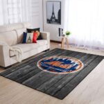 New York Mets Mlb Area Rugs Baseball Living Room Carpet Team Logo Wooden Home Rug Regtangle Carpet Floor Decor Home Decor 0
