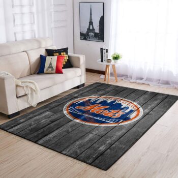 New York Mets Mlb Area Rugs Baseball Living Room Carpet Team Logo Wooden Home Rug Regtangle Carpet Floor Decor Home Decor 0