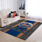 New York Mets Mlb Team Logo Area Rugs Wooden Style Living Room Carpet Sports Rug Regtangle Carpet Floor Decor Home Decor 0