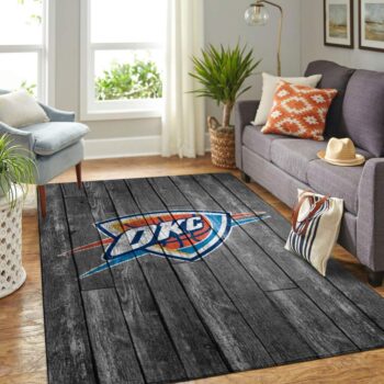 Oklahoma City Thunder Nba Area Rugs Basketball Living Room Carpet Team Logo Gray Wooden Home Rug Regtangle Carpet Floor Decor Home Decor 0