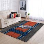 Oklahoma City Thunder Nba Team Logo Area Rugs Wooden Style Living Room Carpet Sports Rug Regtangle Carpet Floor Decor Home Decor 0