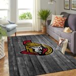 Ottawa Senators Nhl Team Logo Grey Area Rugs Wooden Style Living Room Carpet Sports Rug Regtangle Carpet Floor Decor Home Decor 0