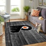 Philadelphia Flyers Nhl Area Rugs Hockey Living Room Carpet Team Logo Gray Wooden Home Rug Regtangle Carpet Floor Decor Home Decor 0