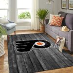 Philadelphia Flyers Nhl Team Logo Grey Area Rugs Wooden Style Living Room Carpet Sports Rug Regtangle Carpet Floor Decor Home Decor 0