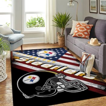 Pittsburgh Steelers Nfl Area Rugs Team Logo American Flag Style Living Room Carpet Sports Rug Regtangle Carpet Floor Decor Home Decor 0