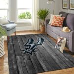 San Antonio Spurs Nba Team Logo Grey Area Rugs Wooden Style Living Room Carpet Sports Rug Regtangle Carpet Floor Decor Home Decor 0