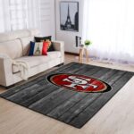 San Francisco 49ers Nfl Team Logo Grey Area Rugs Wooden Style Living Room Carpet Sports Rug Regtangle Carpet Floor Decor Home Decor 0