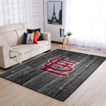 St Louis Cardinals Mlb Team Logo Grey Area Rugs Wooden Style Living Room Carpet Sports Rug Regtangle Carpet Floor Decor Home Decor 0