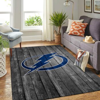 Tampa Bay Lightning Nhl Area Rugs Hockey Living Room Carpet Team Logo Gray Wooden Home Rug Regtangle Carpet Floor Decor Home Decor 0