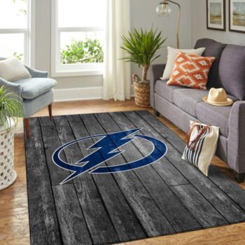 Tampa Bay Lightning Nhl Team Logo Grey Area Rugs Wooden Style Living Room Carpet Sports Rug Regtangle Carpet Floor Decor Home Decor 0