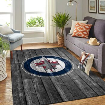 Winnipeg Jets Nhl Area Rugs Hockey Living Room Carpet Team Logo Gray Wooden Home Rug Regtangle Carpet Floor Decor Home Decor 0