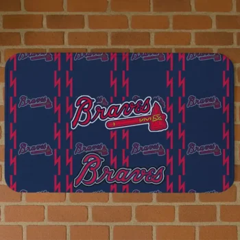 Atlanta Braves Bolt Row Navy Doormat