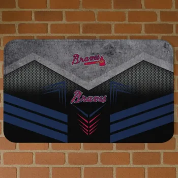 Atlanta Braves Chevron Points Navy Black Doormat
