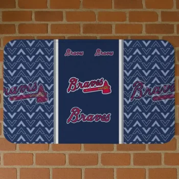 Atlanta Braves Chevron Stack Navy Doormat