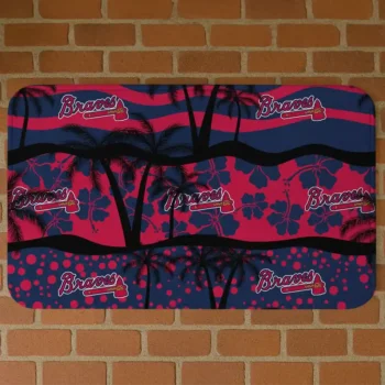 Atlanta Braves Palm Silhouette Navy Black Doormat