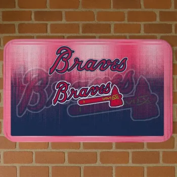 Atlanta Braves Pixel Blur Navy Doormat