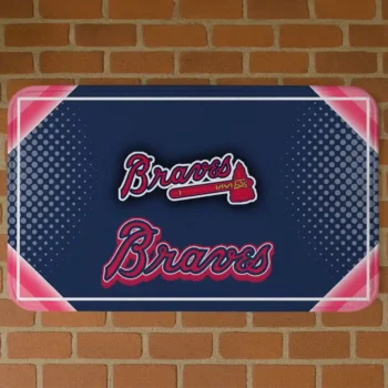 Atlanta Braves Silver Halftone Navy Doormat