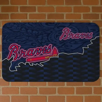 Atlanta Braves Tribal Detailing Navy Black Doormat