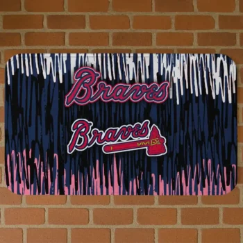 Atlanta Braves Vertical Flow Navy Doormat