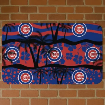 Chicago Cubs Palm Silhouette Blue Black Doormat