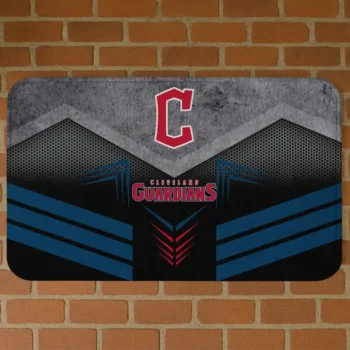 Cleveland Guardians Chevron Points Navy Blue Black Doormat