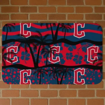 Cleveland Guardians Palm Silhouette Navy Blue Black Doormat