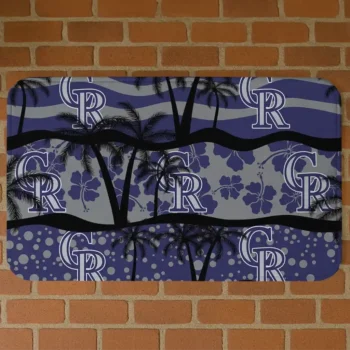 Colorado Rockies Palm Silhouette Blue Black Doormat