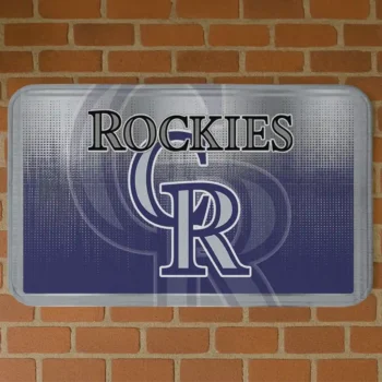 Colorado Rockies Pixel Blur Blue Doormat
