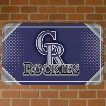 Colorado Rockies Silver Halftone Blue Doormat