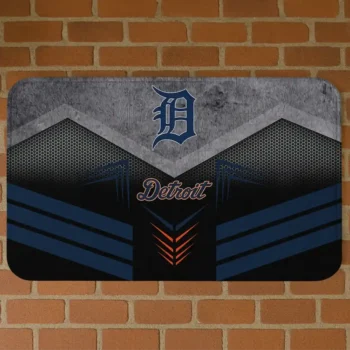 Detroit Tigers Chevron Points Navy Black Doormat