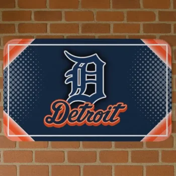 Detroit Tigers Silver Halftone Navy Doormat