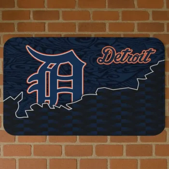 Detroit Tigers Tribal Detailing Navy Black Doormat