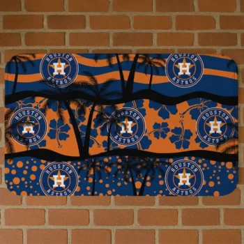 Houston Astros Palm Silhouette Blue Black Doormat