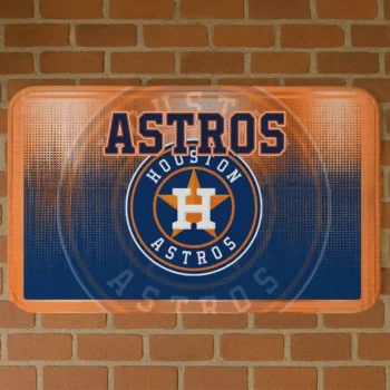 Houston Astros Pixel Blur Blue Doormat