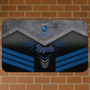 Kansas City Royals Chevron Points Royal Blue Black Doormat