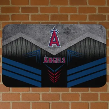 Los Angeles Angels Chevron Points Blue Black Doormat