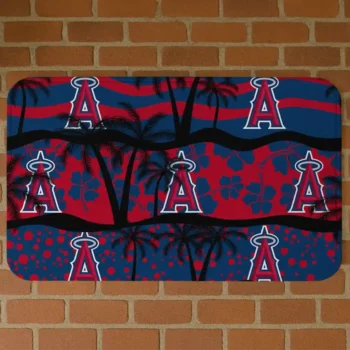 Los Angeles Angels Palm Silhouette Blue Black Doormat