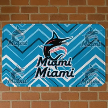 Miami Marlins Chevron Geometrics Blue Doormat