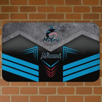 Miami Marlins Chevron Points Blue Black Doormat
