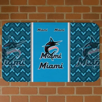Miami Marlins Chevron Stack Blue Doormat