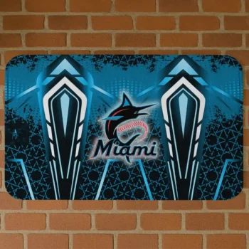 Miami Marlins Graphic Stripes Blue Doormat