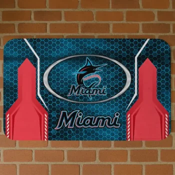 Miami Marlins Hexagon Oval Blue Doormat