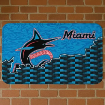Miami Marlins Tribal Detailing Blue Black Doormat