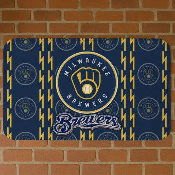 Milwaukee Brewers Bolt Row Navy Blue Doormat