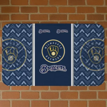 Milwaukee Brewers Chevron Stack Navy Blue Doormat