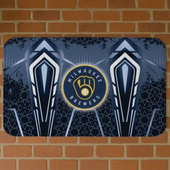 Milwaukee Brewers Graphic Stripes Navy Blue Doormat