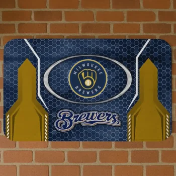 Milwaukee Brewers Hexagon Oval Navy Blue Doormat