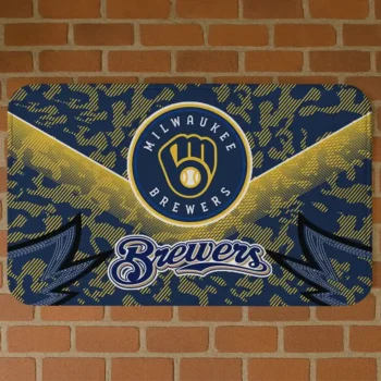 Milwaukee Brewers Layered Lines Navy Blue Doormat